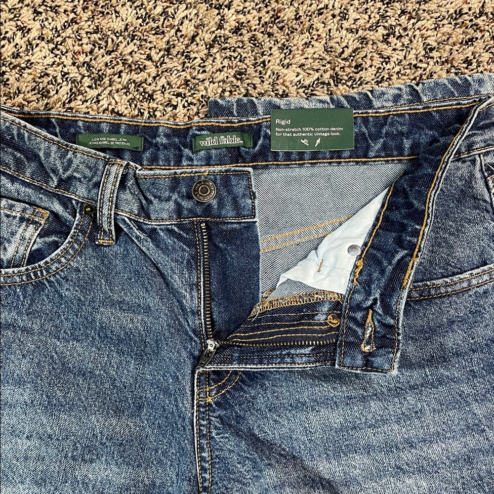 🆕 Wild Fable Barrel Zippered Bottom Low Rise Rigid Denim Jeans Sz 4 | NWT - Picture 10 of 13